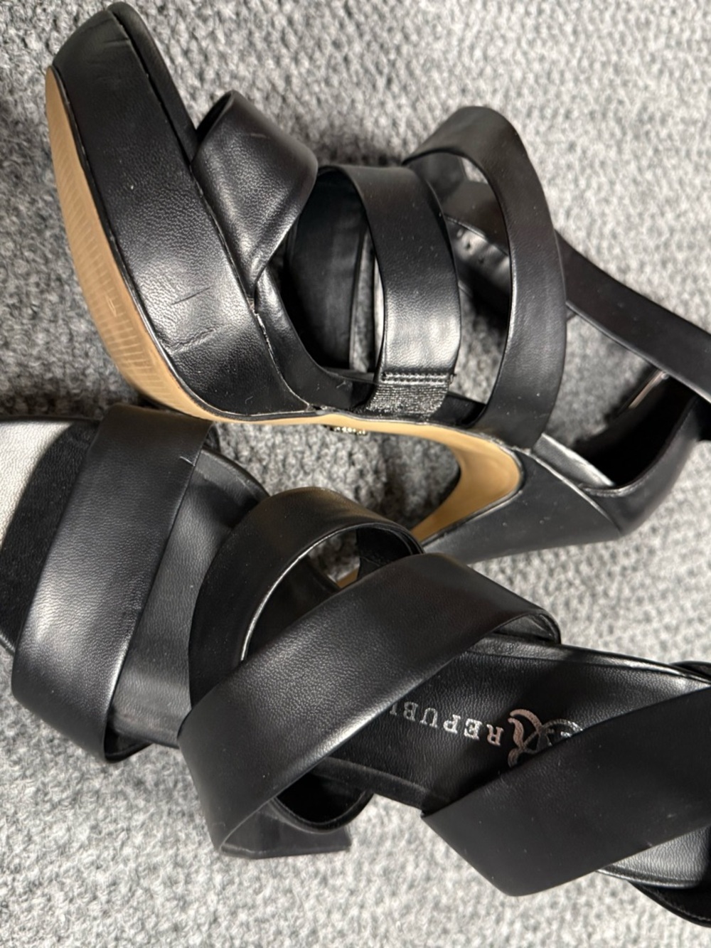 Rock & Republic Black Strappy Platform Heels